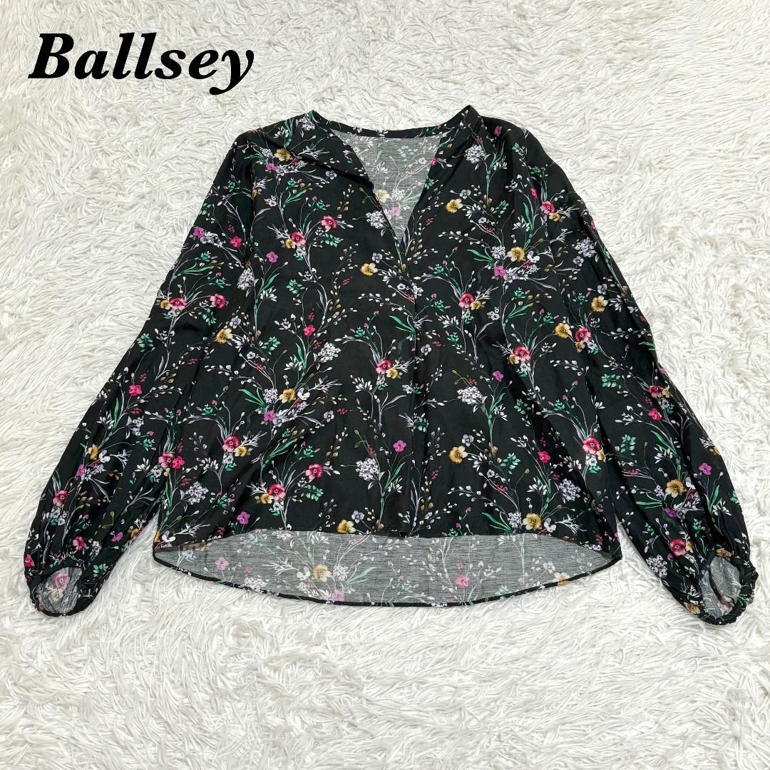 美品】 Ballsey 長袖プルオーバーブラウス 36 ブラック 花柄 - メルカリ