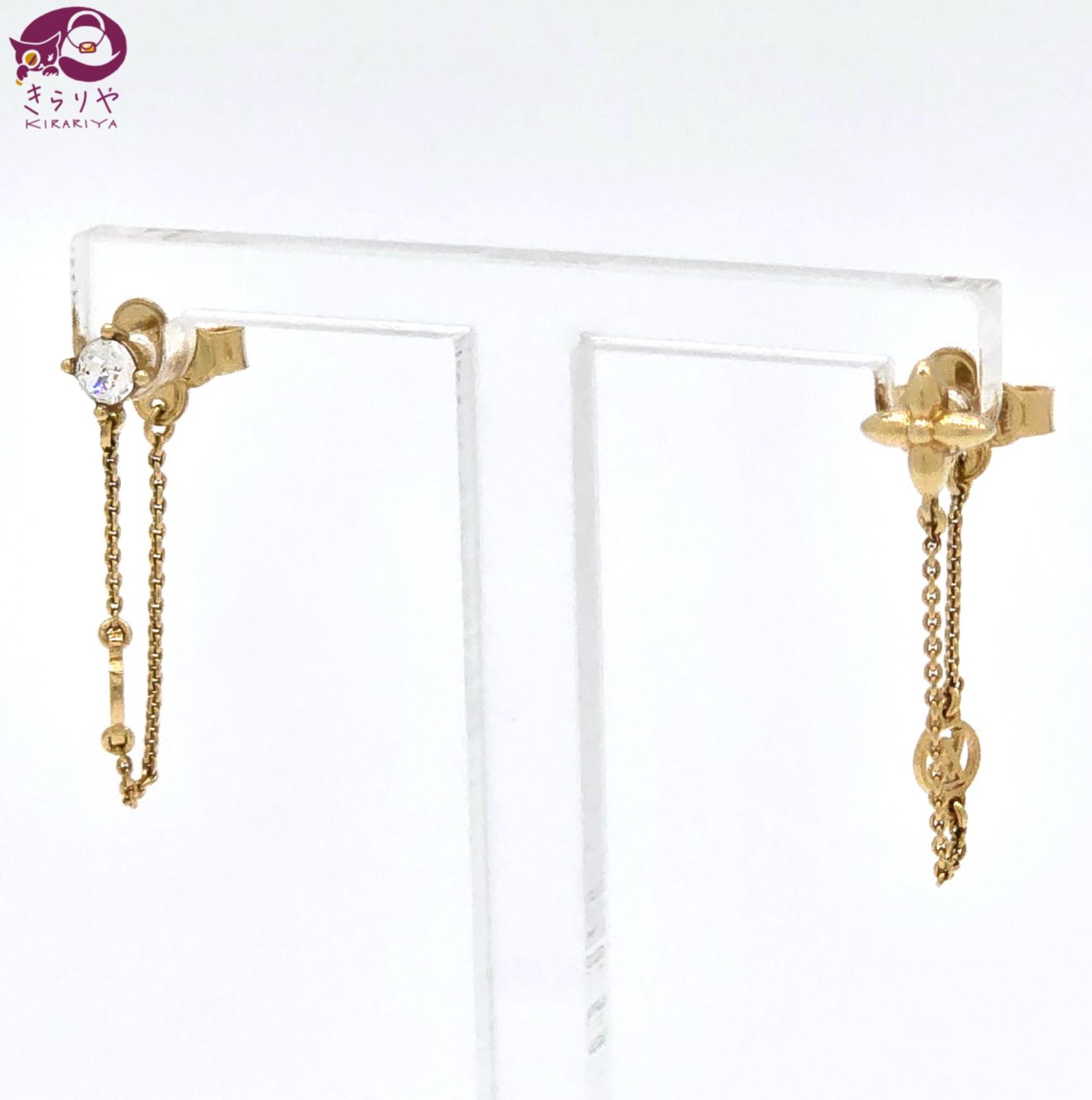 【美品】ルイヴィトン　ピアス　片耳　オシャレ　フープ　チェーン　 M00390 LOUIS VUITTON ルイヴィトン M00390 ピアス・プティルイ 両耳 ストラス