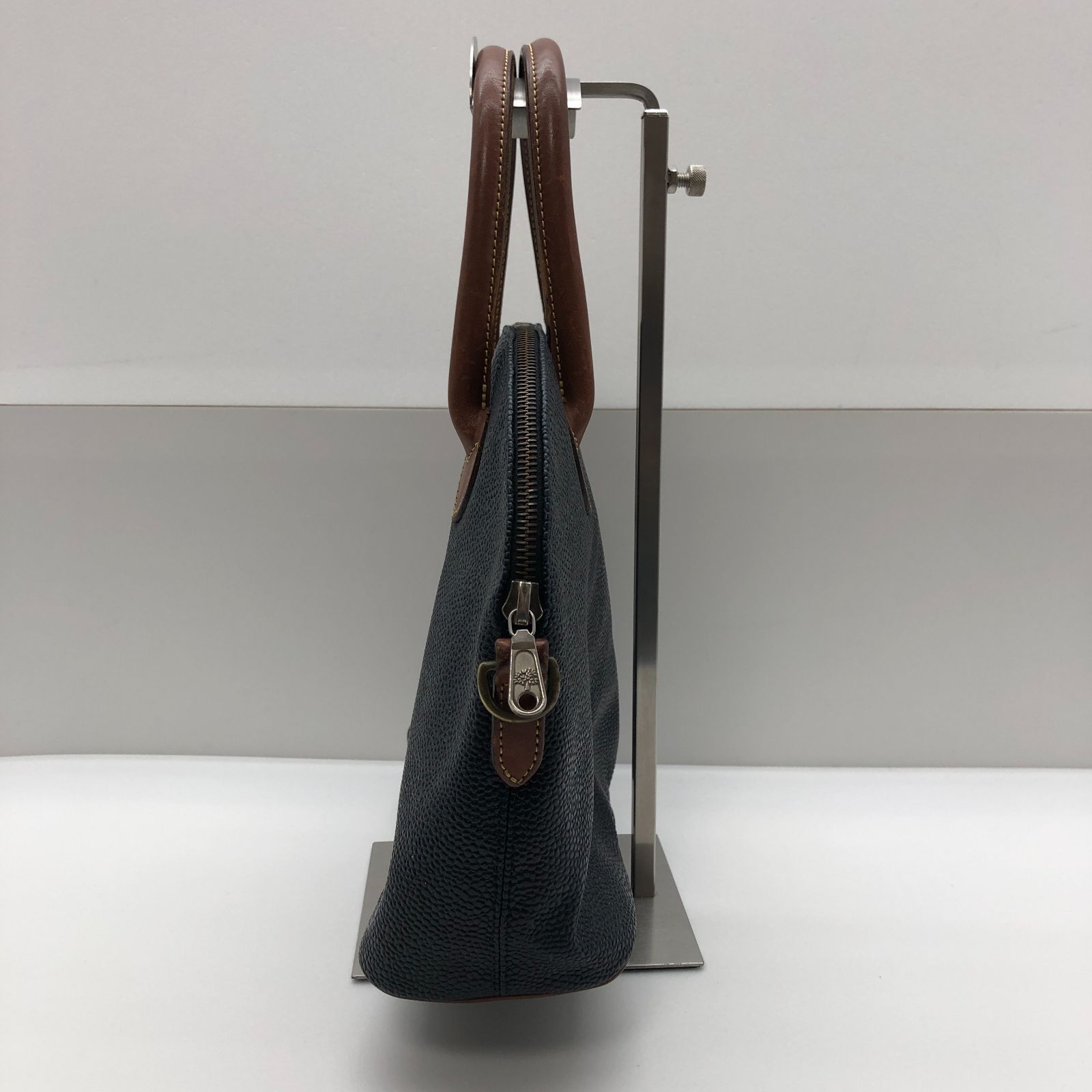 Mulberry ハンドバッグ ネイビー×ブラウン レザー チェック柄 