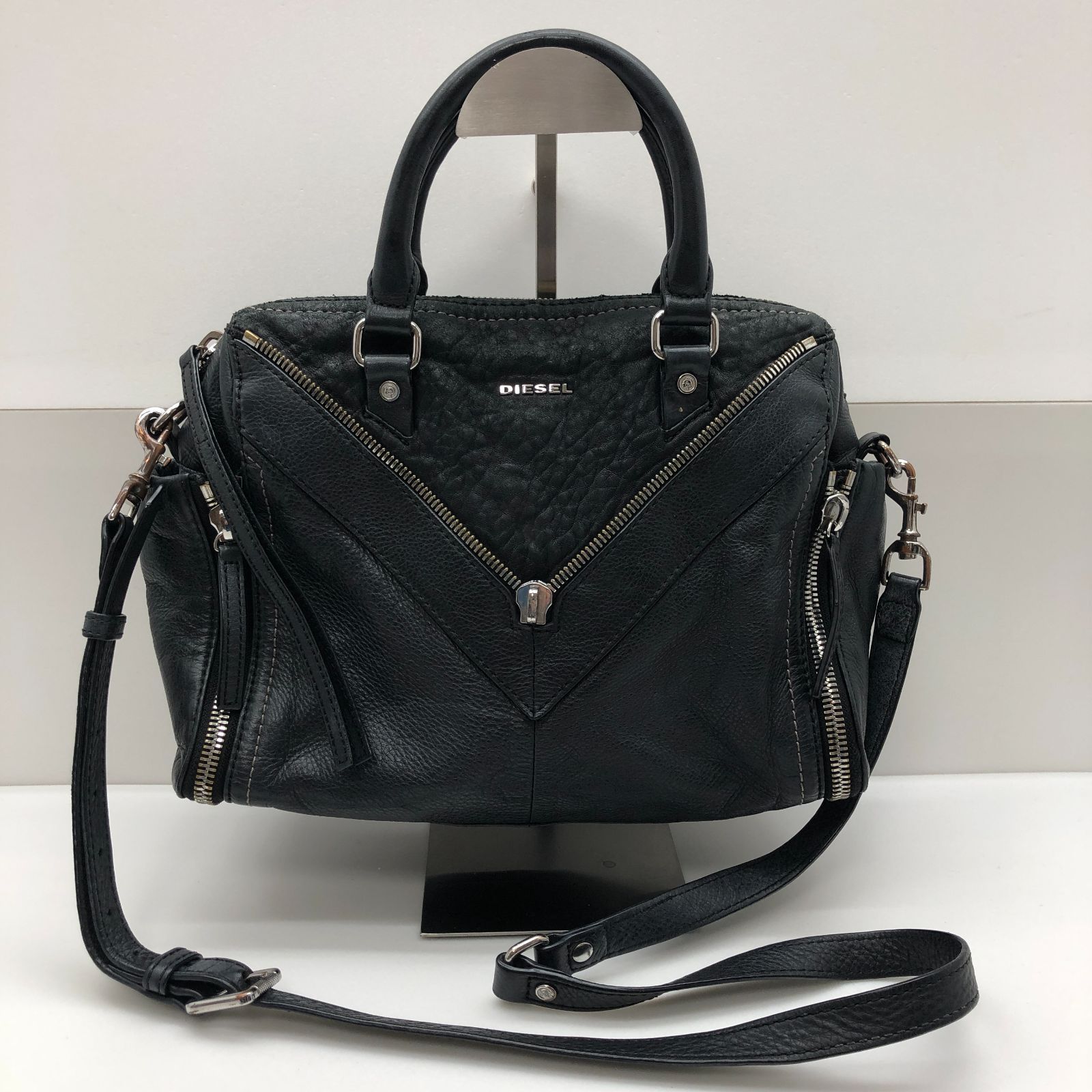 DIESEL ハンドバッグ ショルダーバッグ 2WAY ブラック レザー