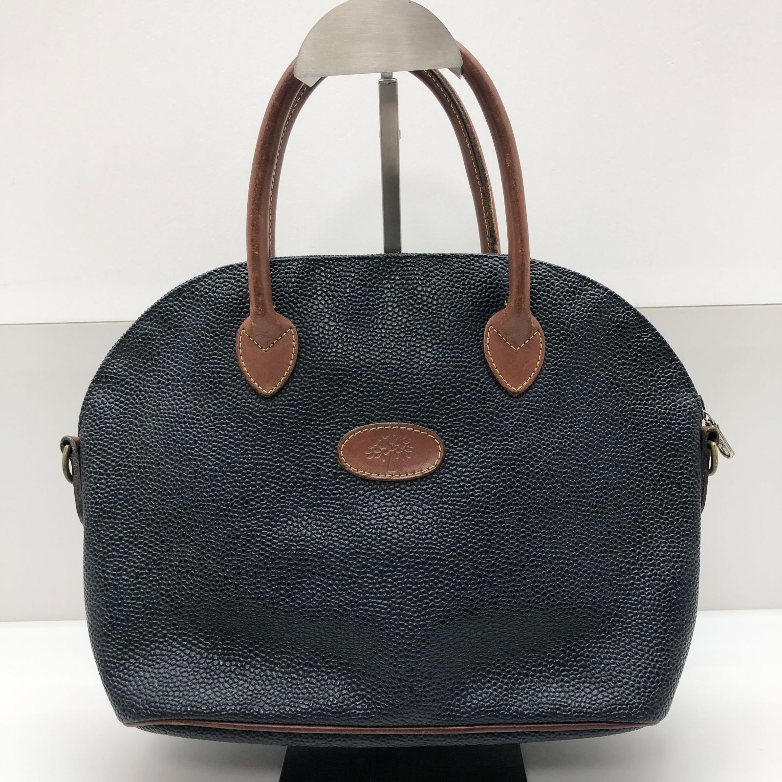 Mulberry ハンドバッグ ネイビー×ブラウン レザー チェック柄 マルベリー SGNH26-0725