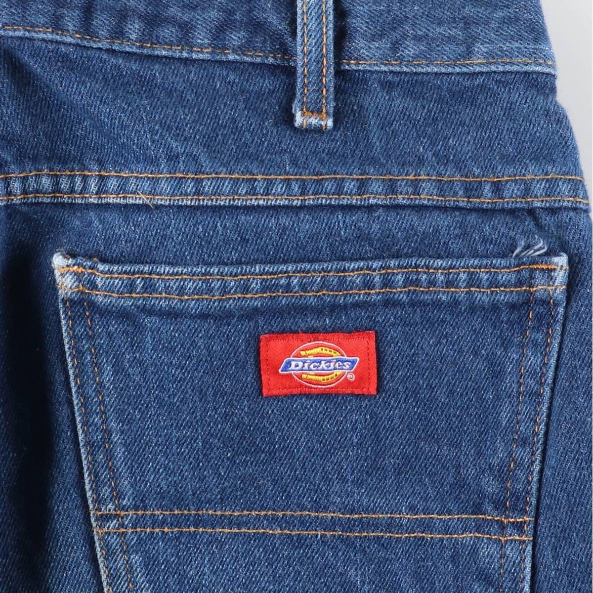古着 ディッキーズ Dickies ロゴパッチ ストレートデニムパンツ メンズ
