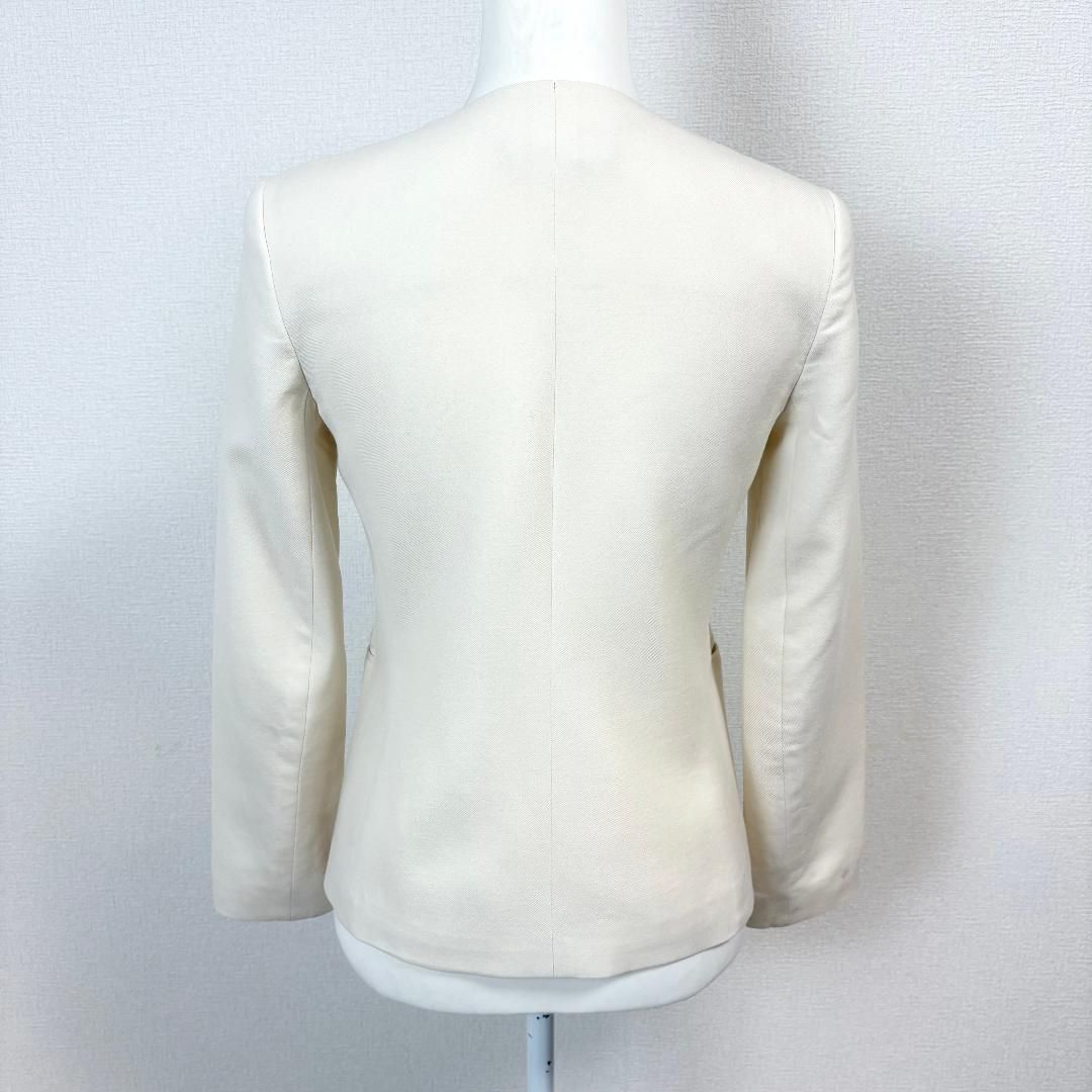 Theory luxe ノーカラージャケット フック 36 オフホワイト 無地