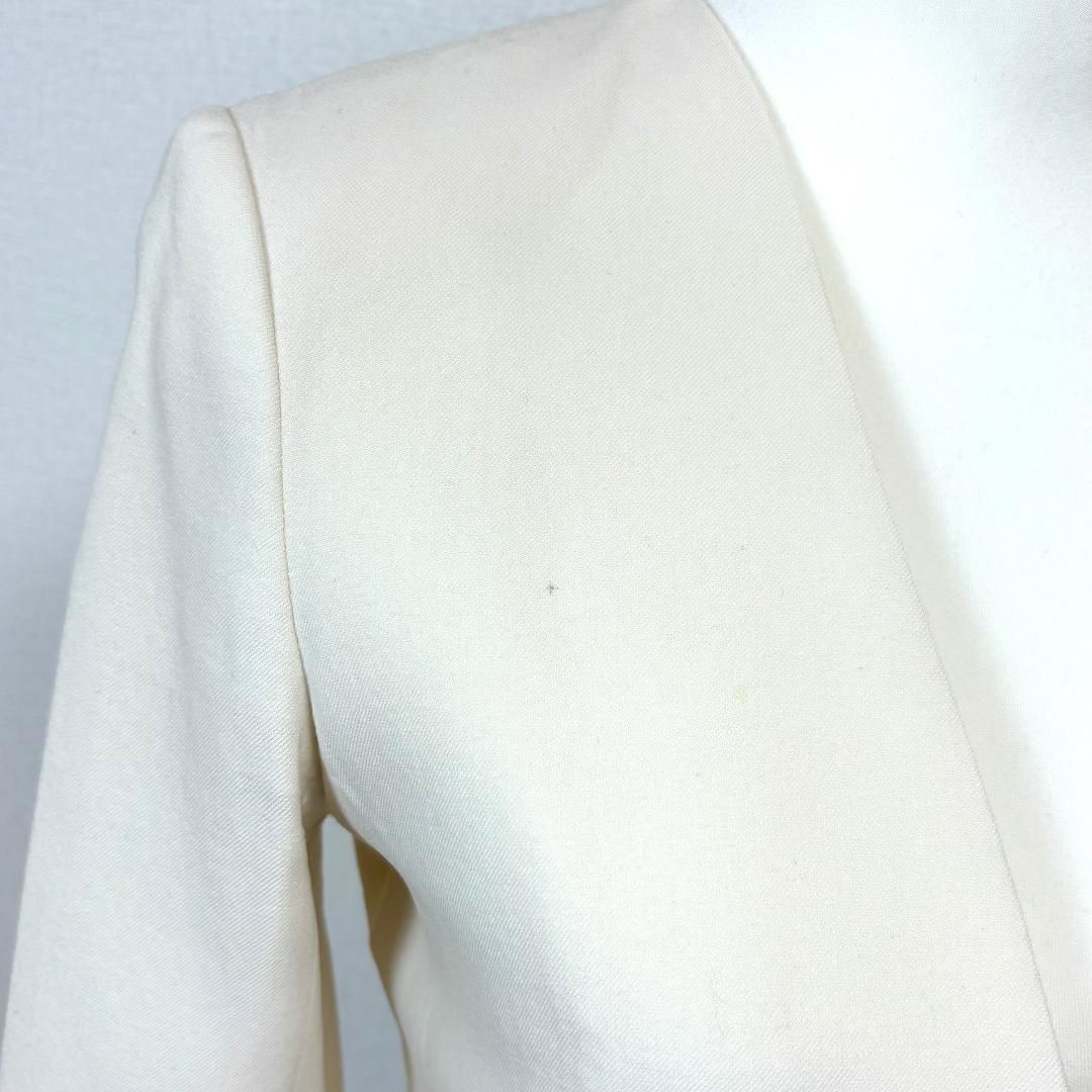 Theory luxe ノーカラージャケット フック 36 オフホワイト 無地