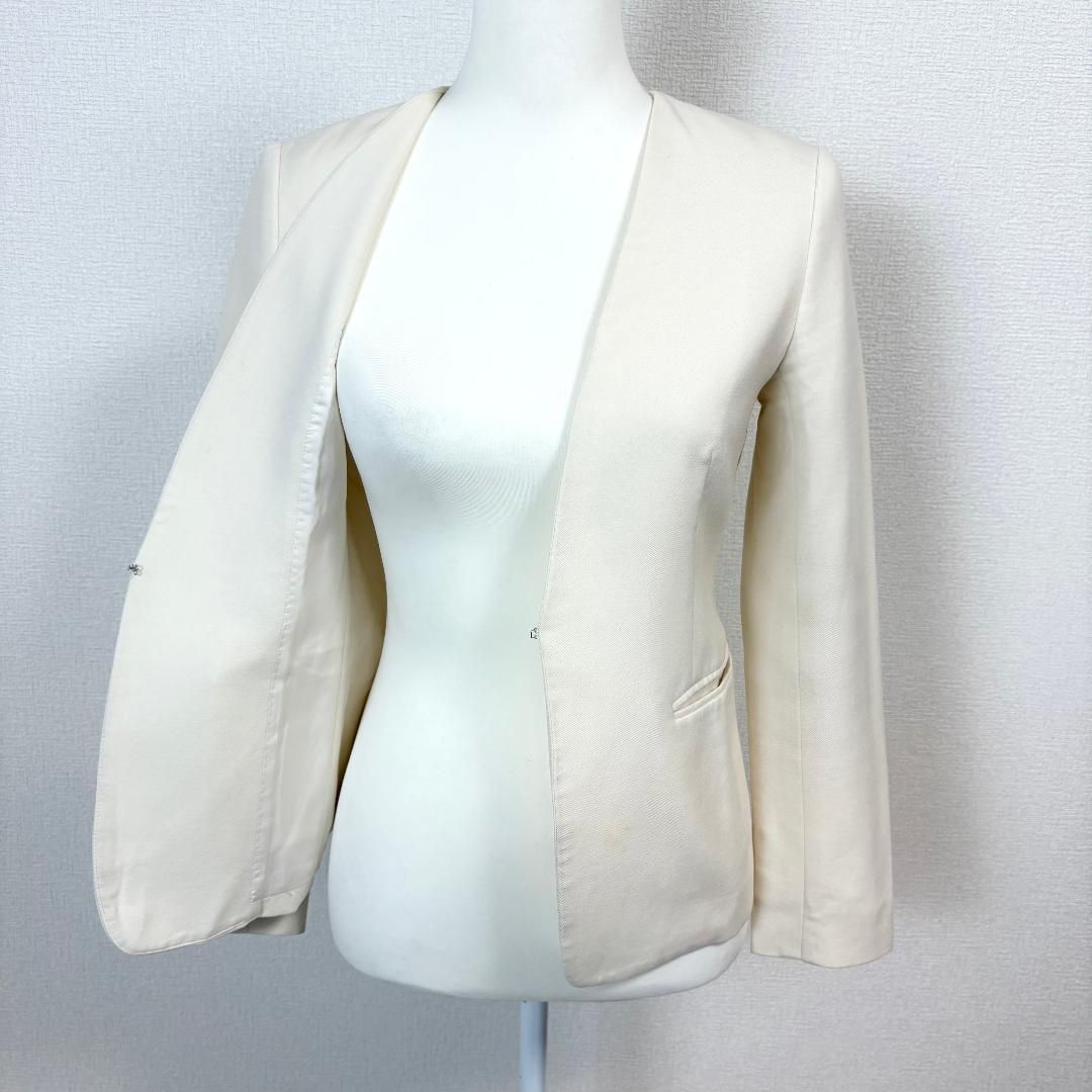 Theory luxe ノーカラージャケット フック 36 オフホワイト 無地