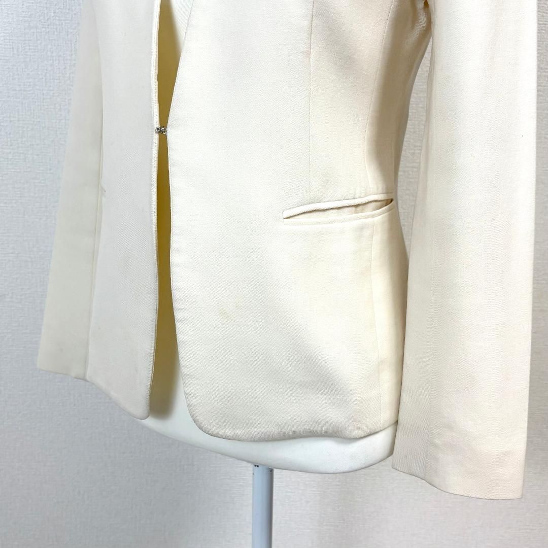 Theory luxe ノーカラージャケット フック 36 オフホワイト 無地