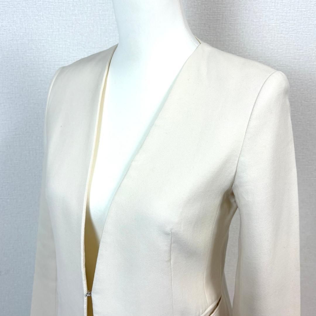 Theory luxe ノーカラージャケット フック 36 オフホワイト 無地