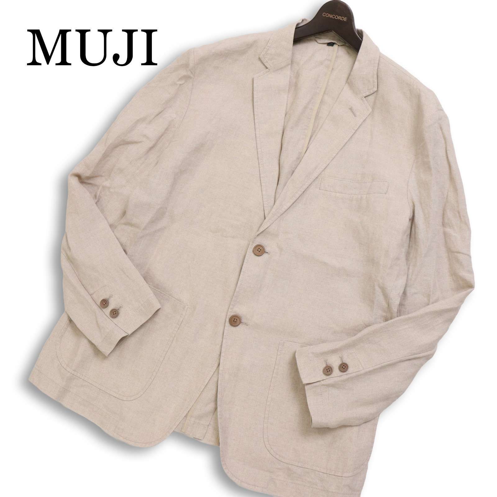 MUJI 無印良品 春夏 麻 リネン100%☆ アンコン テーラード ジャケット 