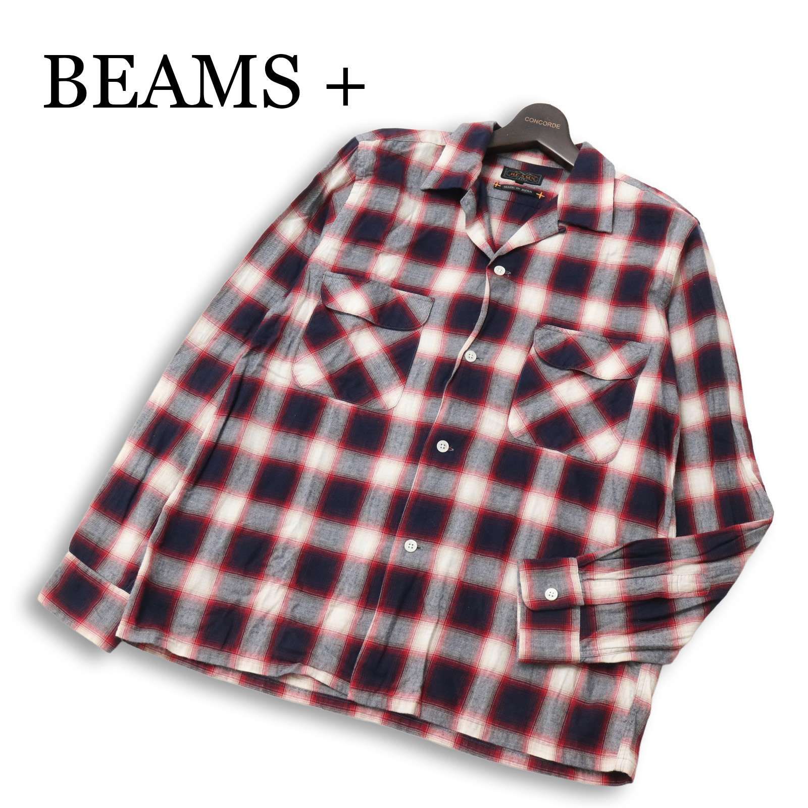BEAMS + ビームス プラス 通年☆ 長袖 ワーク チェック シャツ Sz.M 