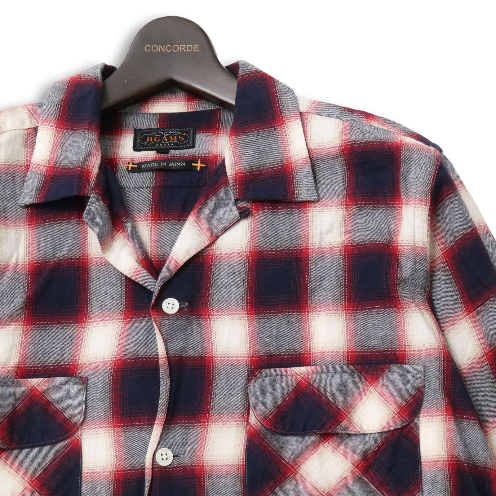 BEAMS + ビームス プラス 通年 長袖 ワーク チェック シャツ Sz.M メンズ 日本製