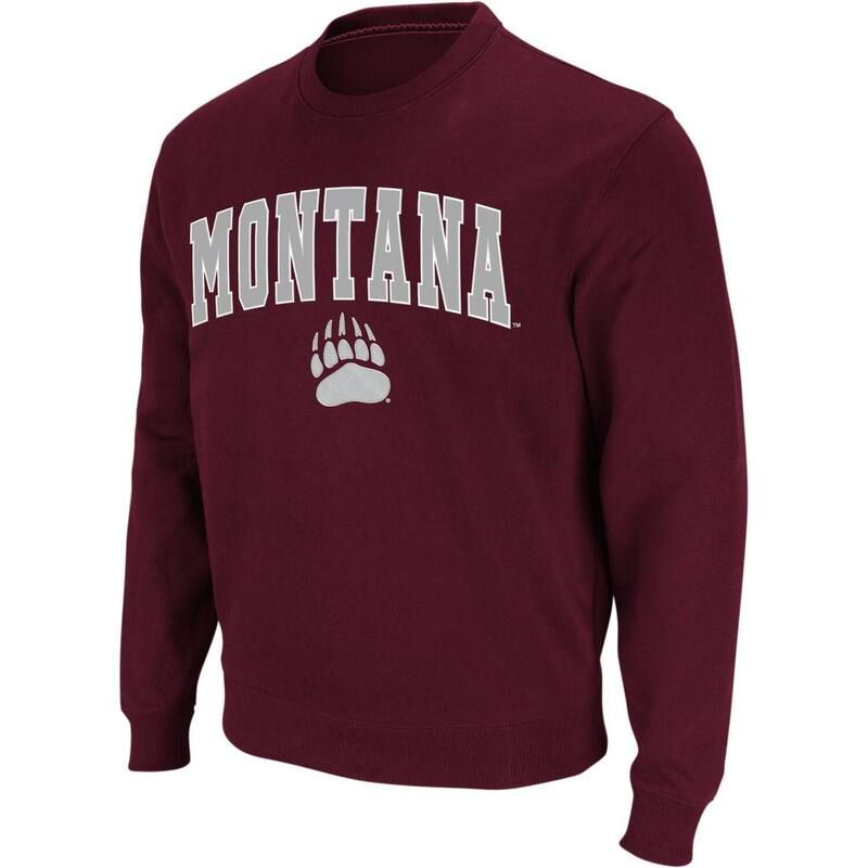 コロシアム メンズ トップス Tシャツ クルーネック スウェット ロゴ Mens Colosseumaroon Montana Grizzlies Arch Logo Crew Neck Sweatshirt Mon Red レッド
