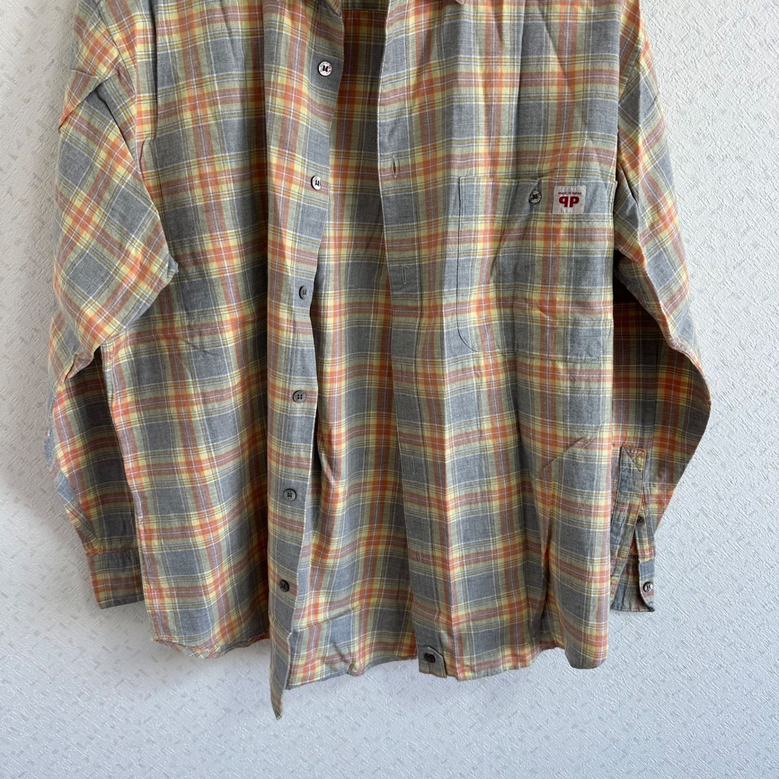 美品】Papasパパス ネルシャツ トップス グレーチェック メンズ【Z1813