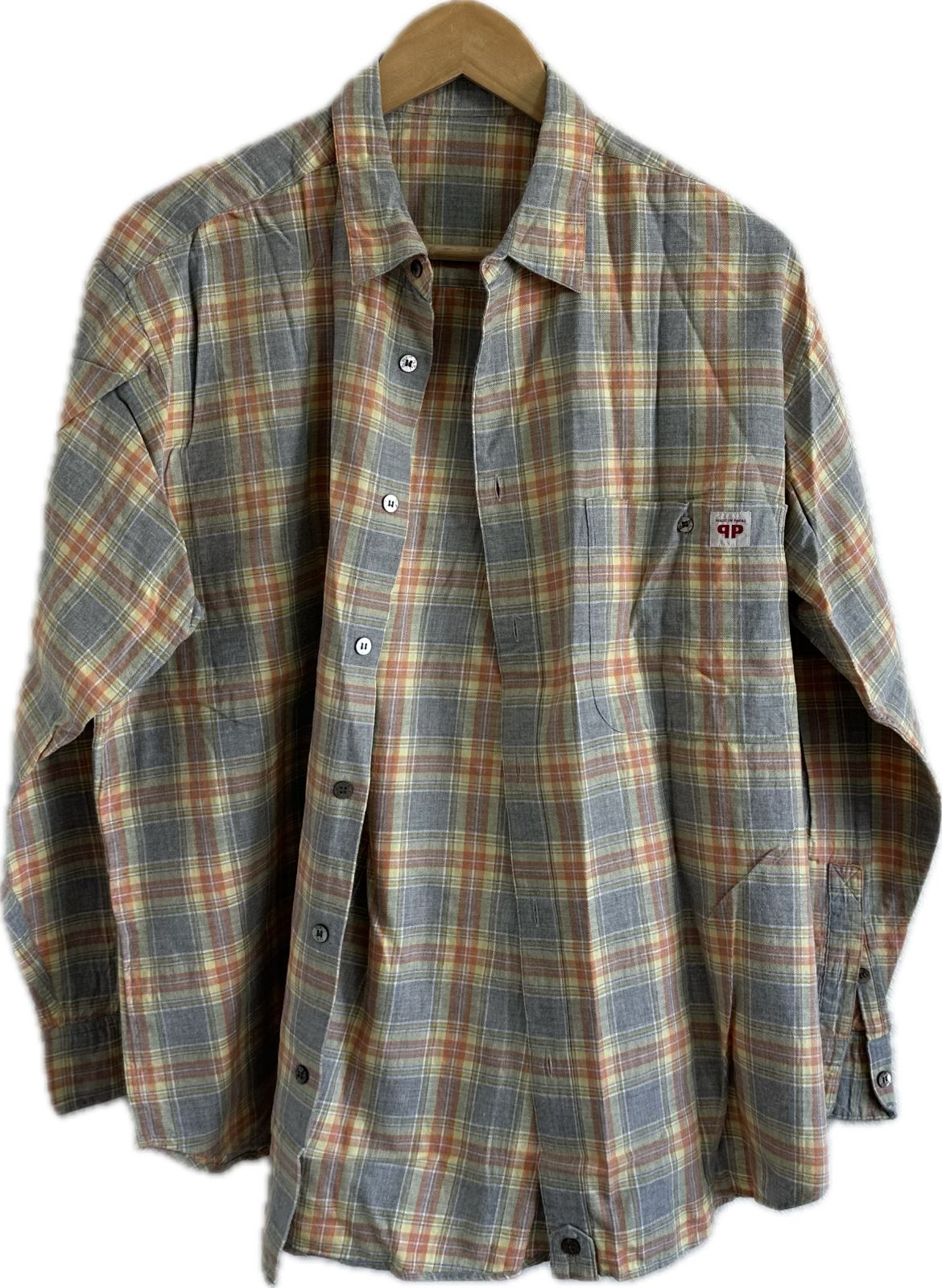 美品】Papasパパス ネルシャツ トップス グレーチェック メンズ【Z1813