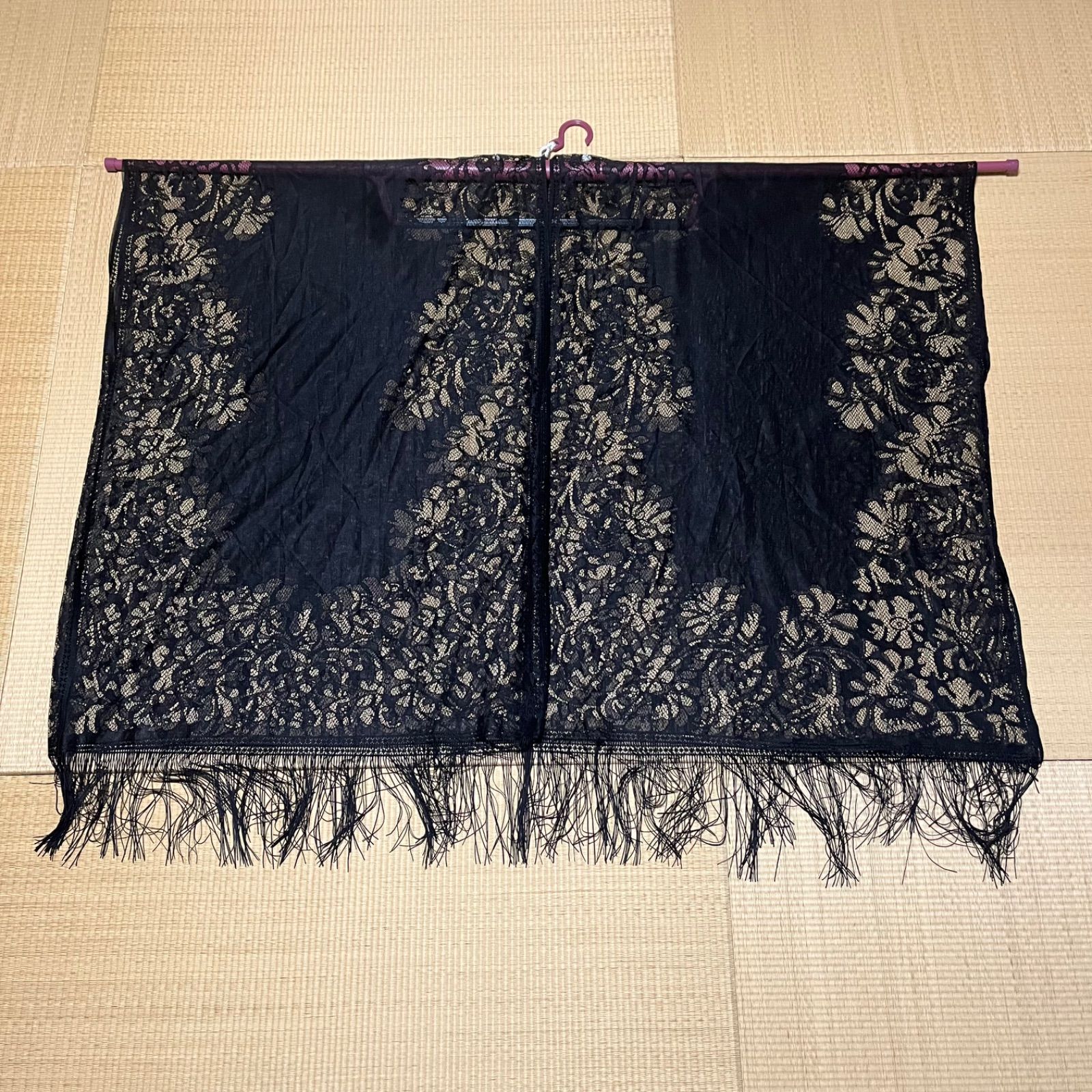 【極美品】ツバキ庵 モリタマミ レースショール羽織 ブラック 和装 洋装 完売品 レース羽織 長羽織 黒 ブラック ショール 羽織 着物 和装 モモンガ