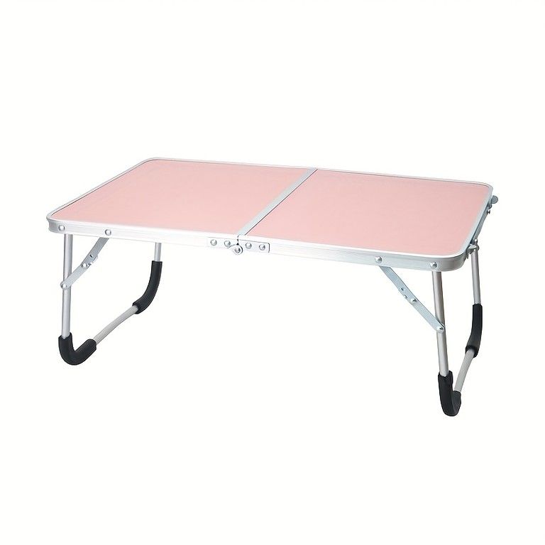 【折りたたみ式】アルミ合金ノートPCテーブル 膝上/ベッド用 ポータブル朝食トレイ ピクニック/アウトドアにも最適 【収納付き】 5色展開【ピンク】