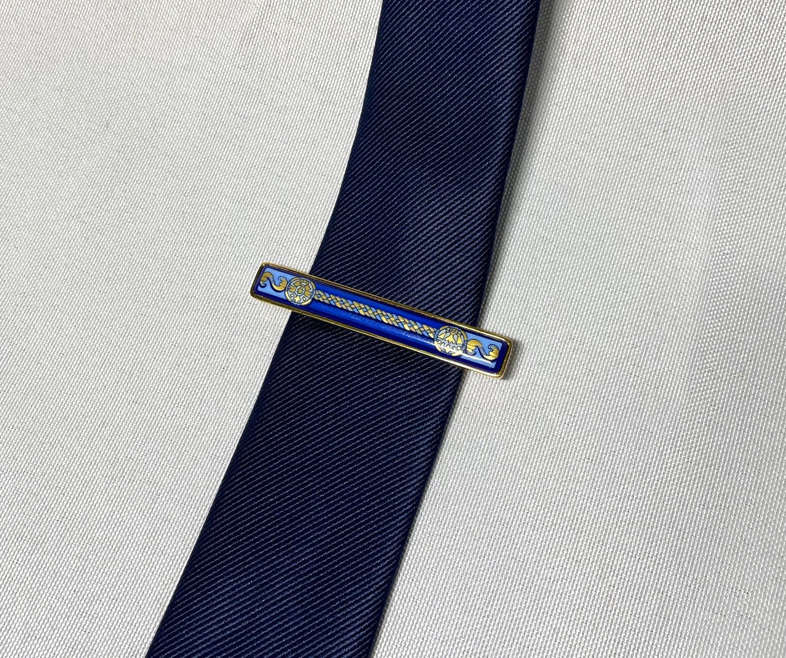 美品 希少 HERMES エルメス エマイユ ブルー&ゴールド ヴィンテージ