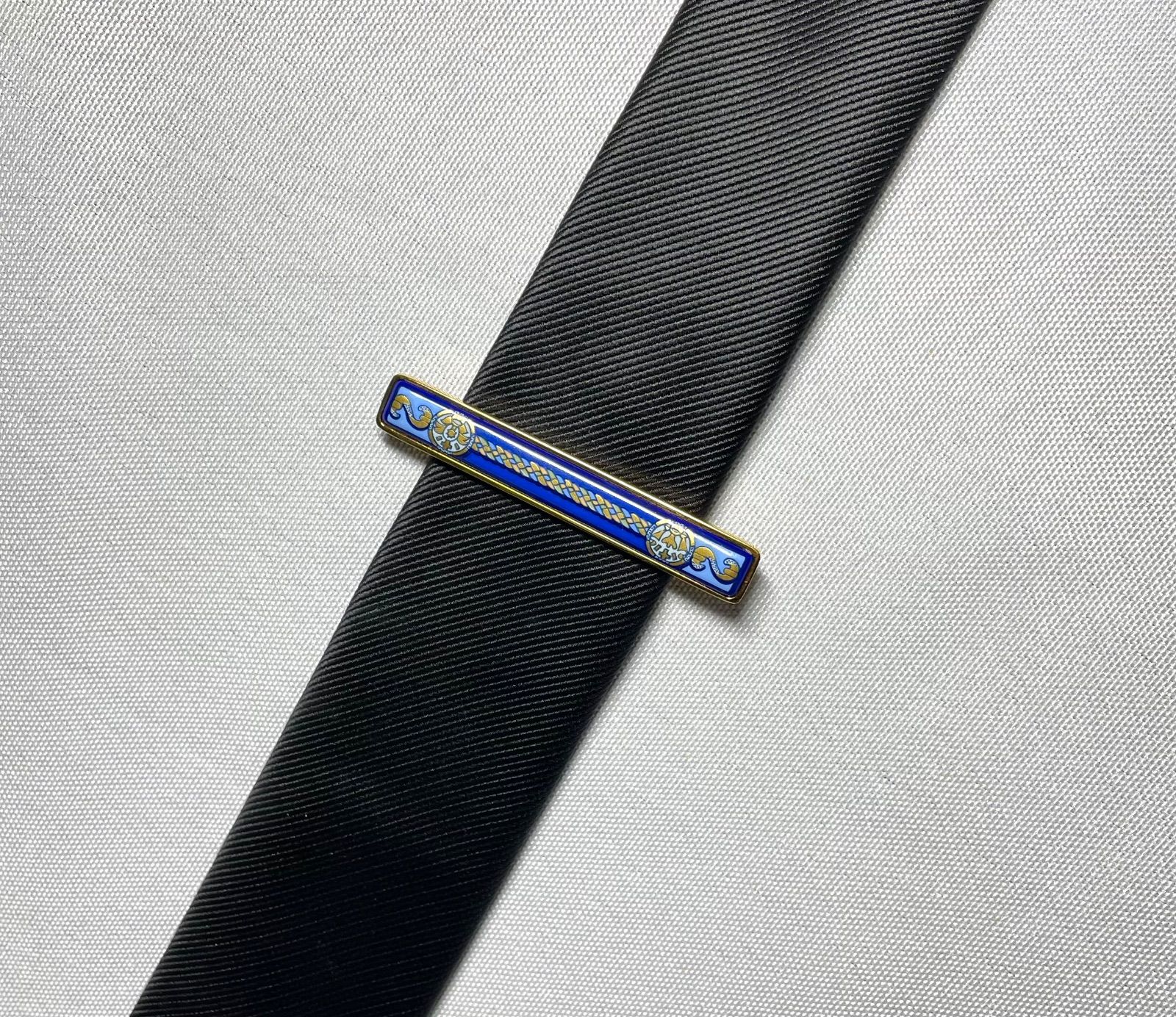 美品 希少 HERMES エルメス エマイユ ブルー&ゴールド ヴィンテージ