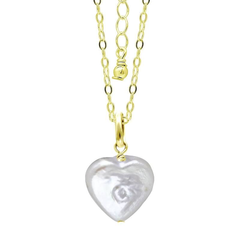 Aleure Precioso レディース アクセサリー ネックレス・チョーカー・ペンダントトップ レース Aleure Precioso 18k Gold Over Silver Heart Shaped Freshwater Cultured Pearl