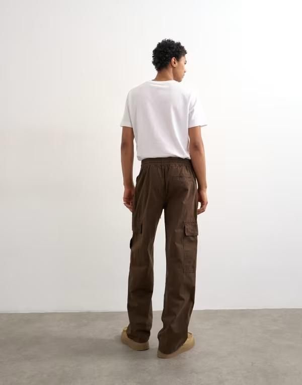 トップマン メンズ ボトムス カジュアルパンツ カーゴパンツ Topman barreleg cargo pants BROWN ブラウン