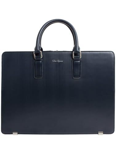 新品 [Dom Teporna] 2way ビジネスバッグ 牛革 バイナルレザー PCバッグ 肩掛け ショルダー 自立 底鋲付き 撥水性 ブラック