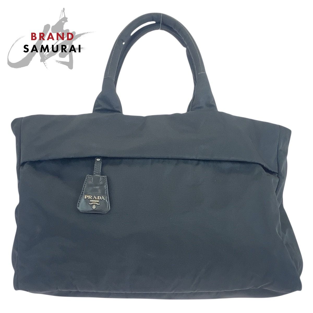 PRADA プラダ テスート 三角ロゴプレート ブラック 黒 シルバー金具 