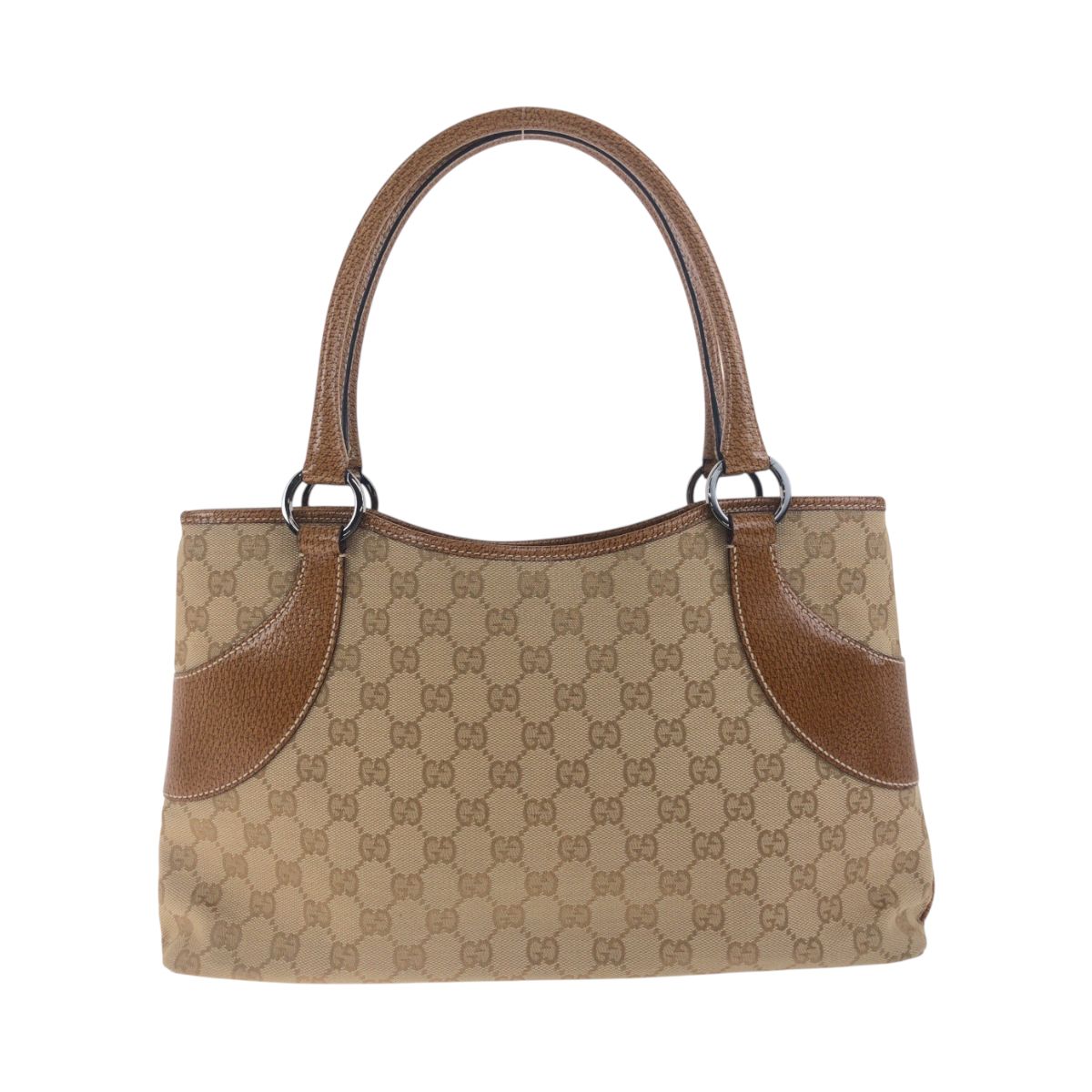 美品 GUCCI グッチ ベージュ ブラウン シルバー金具 GGキャンバス 