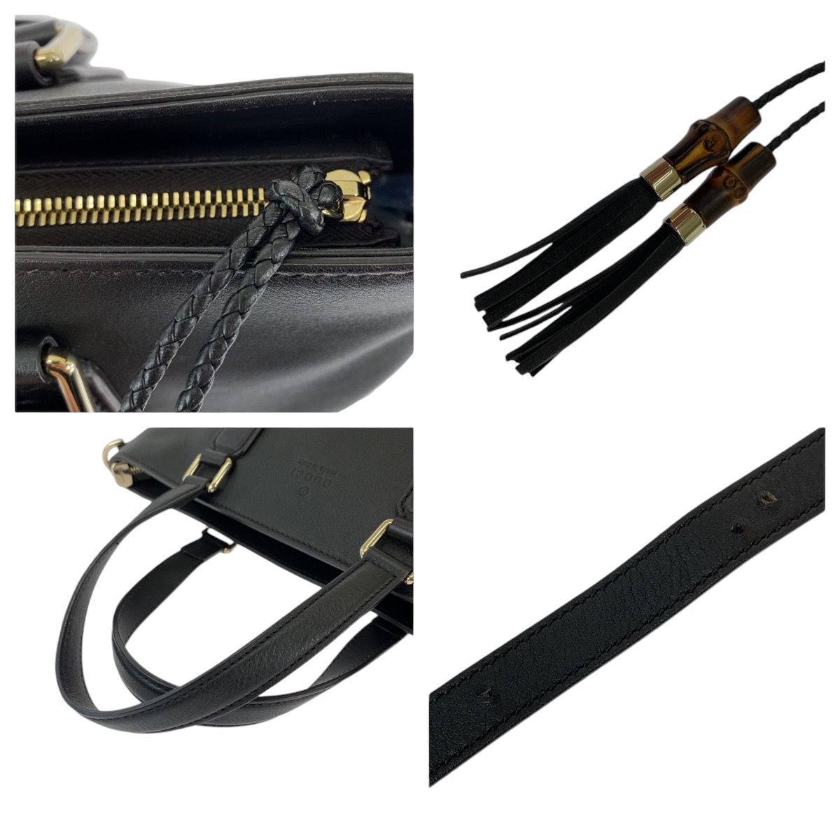 美品 GUCCI グッチ バンブー タッセル ブラック 黒 シルバー金具 