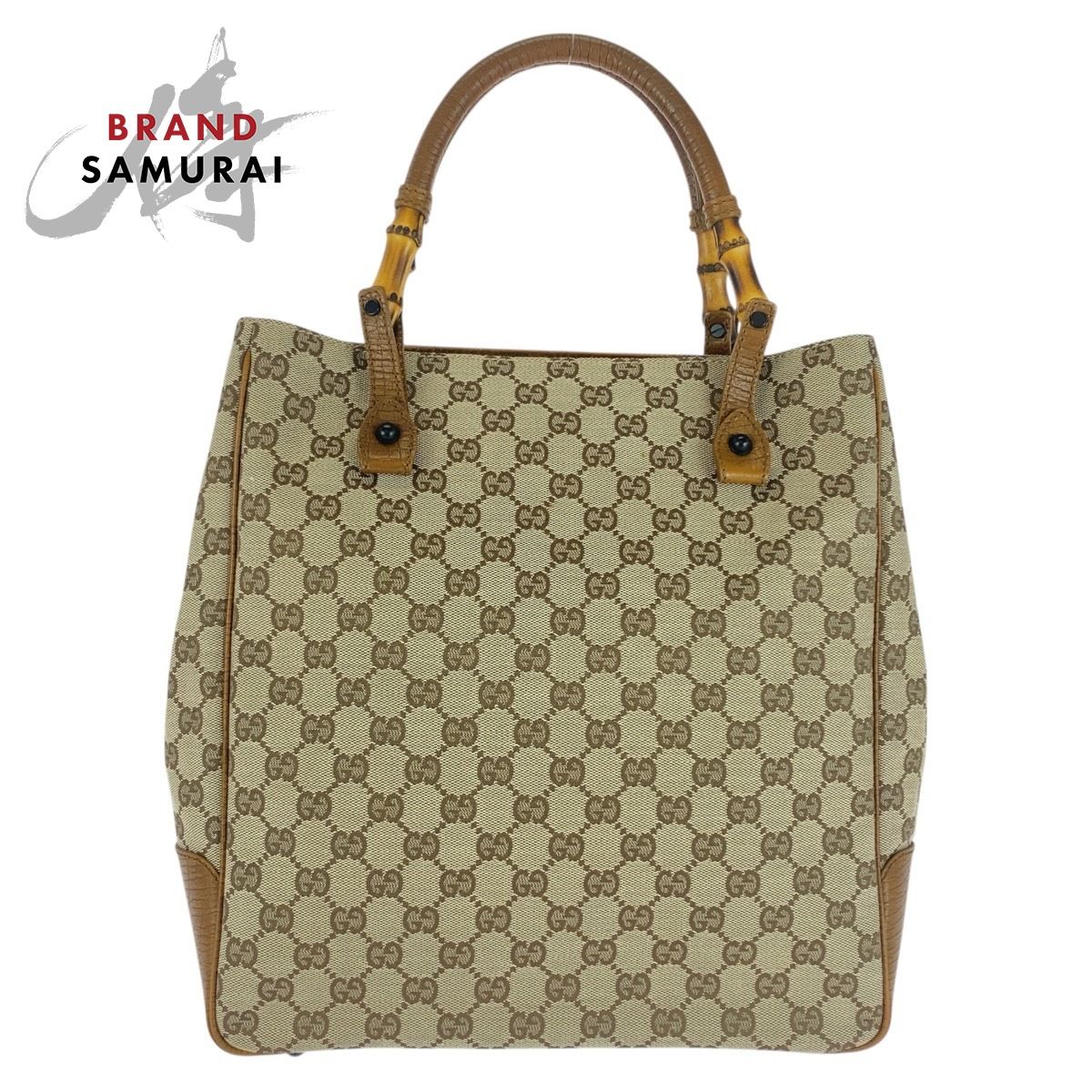 美品 GUCCI グッチ バンブー ベージュ ブラウン ブラック金具 GG 
