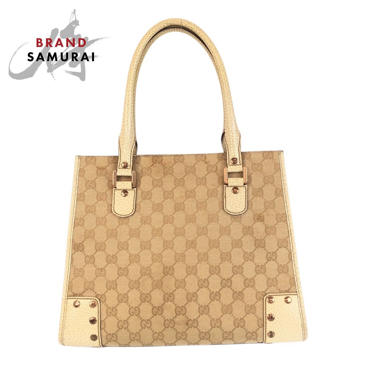 GUCCI グッチ GGキャンバス スタッズ アイボリー ゴールド 金具 