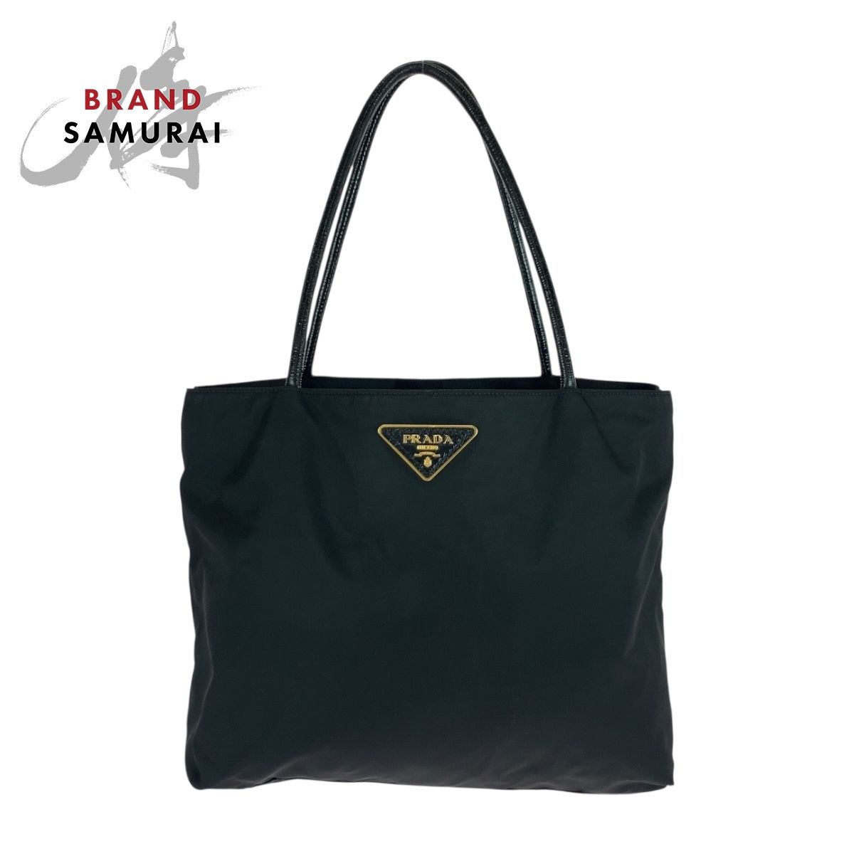 美品 PRADA プラダ テスート 三角ロゴプレート ブラック 黒 シルバー 
