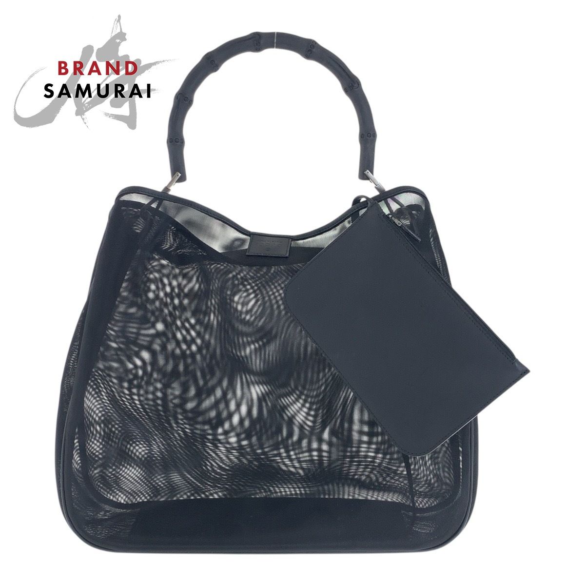美品 GUCCI グッチ バンブー メッシュ ブラック 黒 シルバー金具 