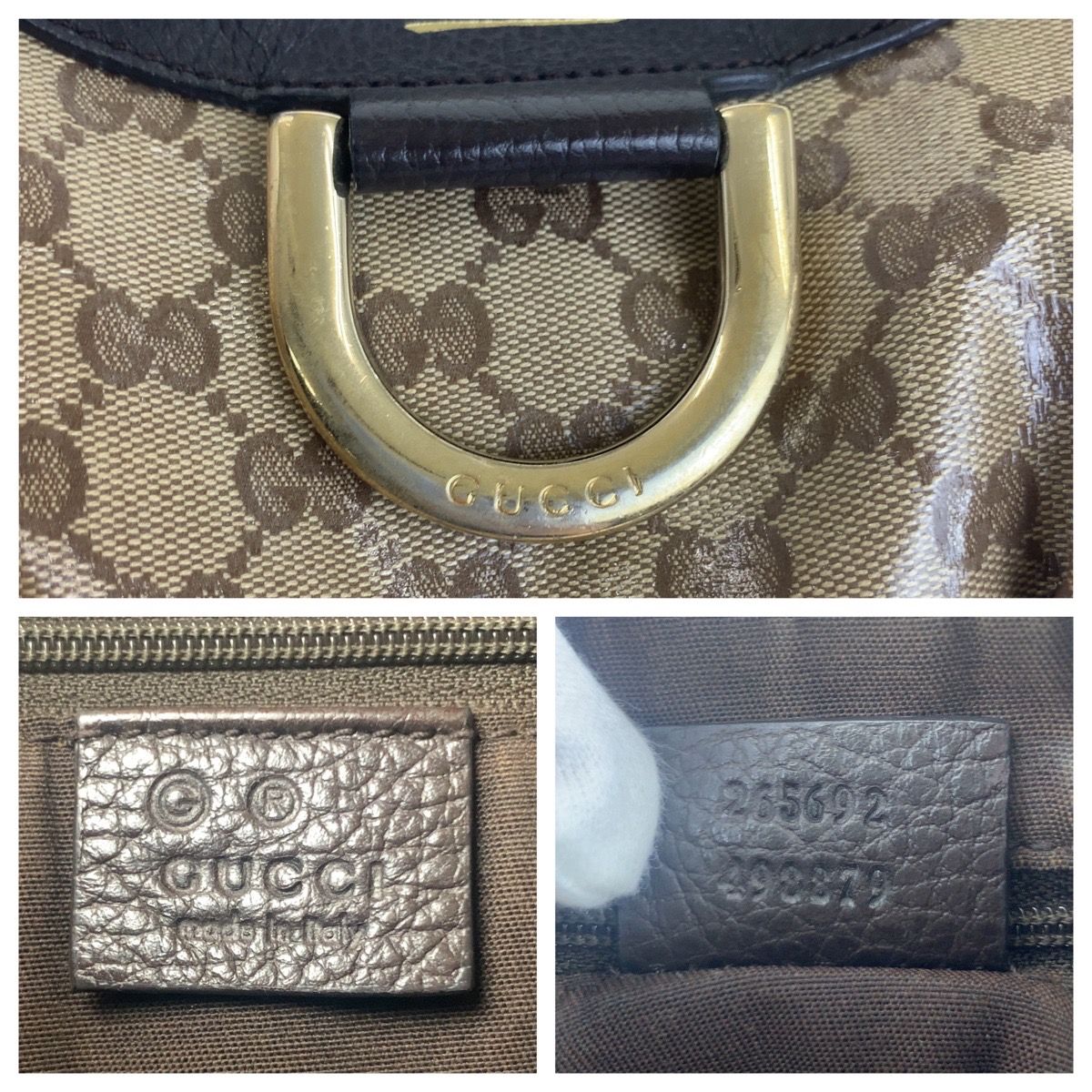 GUCCI グッチ アビー GGクリスタル ベージュ ブラウン ゴールド金具 