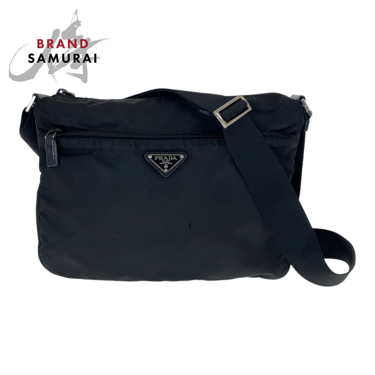 PRADA プラダ テスート 三角ロゴプレート ブラック 黒 シルバー金具 
