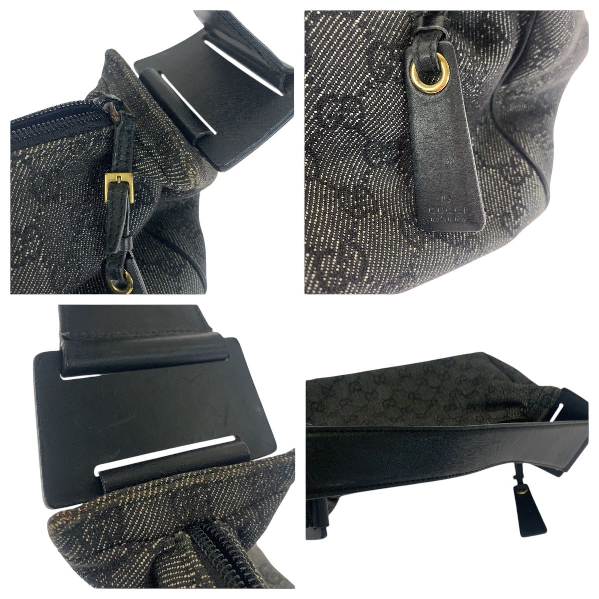 GUCCI グッチ グレー ブラック 黒 GGキャンバス/レザー 92699 