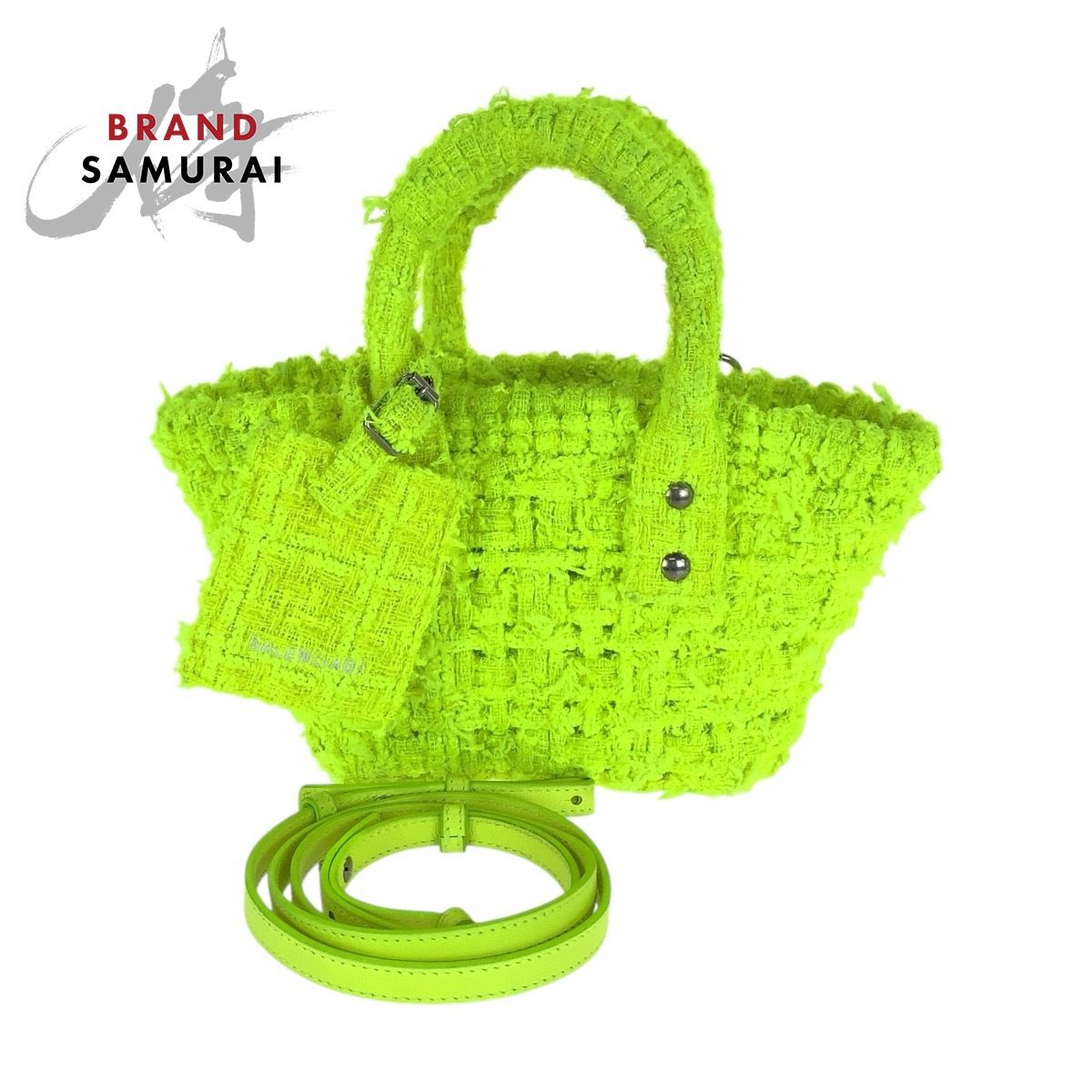 美品 BALENCIAGA バレンシアガ ビストロXXS ネオンイエロー シルバー 