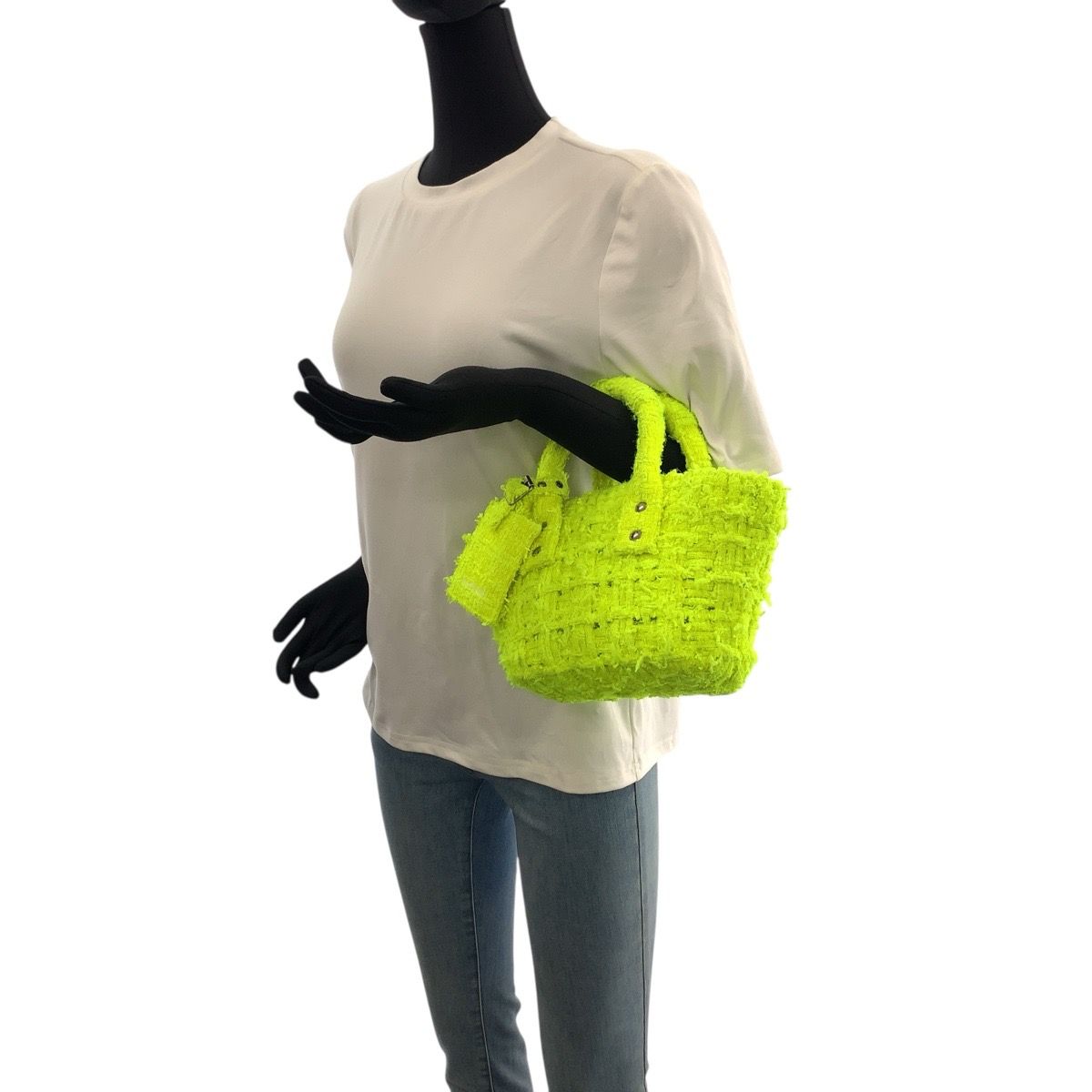 美品 BALENCIAGA バレンシアガ ビストロXXS ネオンイエロー シルバー 