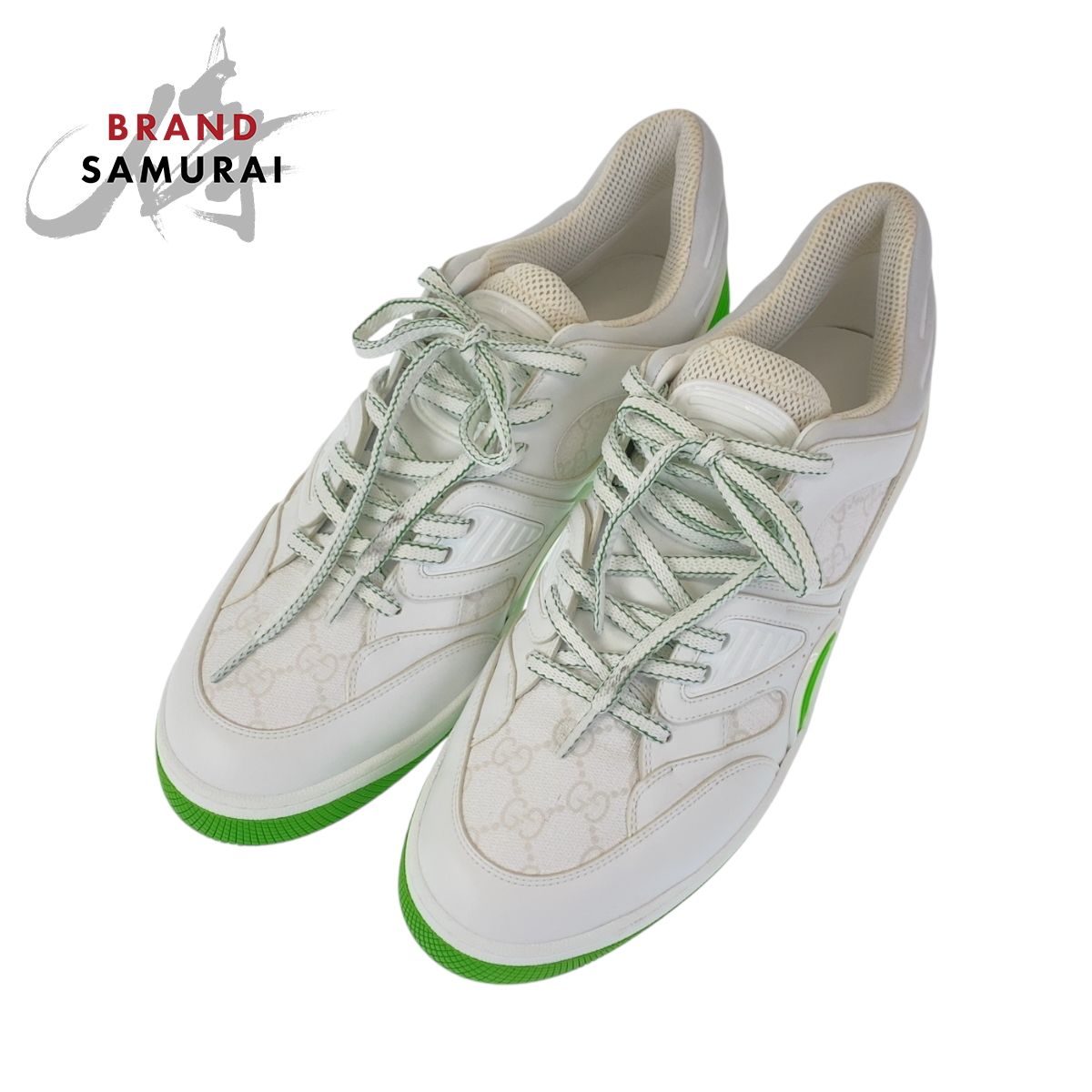 美品 GUCCI グッチ バスケット サイズ12 ホワイト 白 グリーン GG