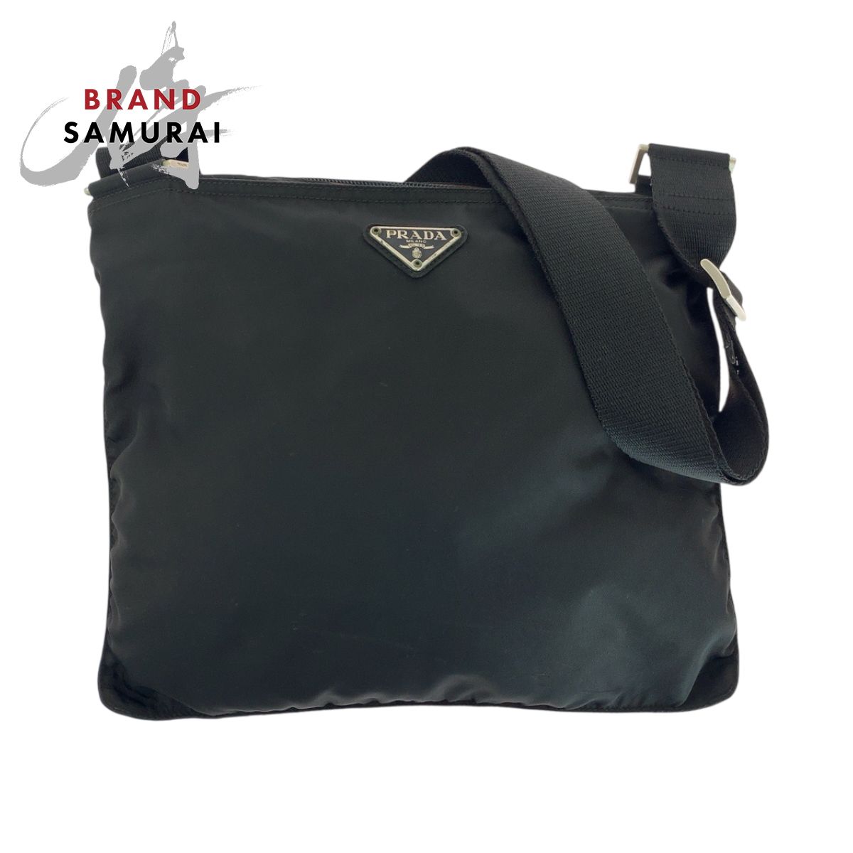 PRADA プラダ テスート 三角ロゴプレート ブラック 黒 シルバー金具 