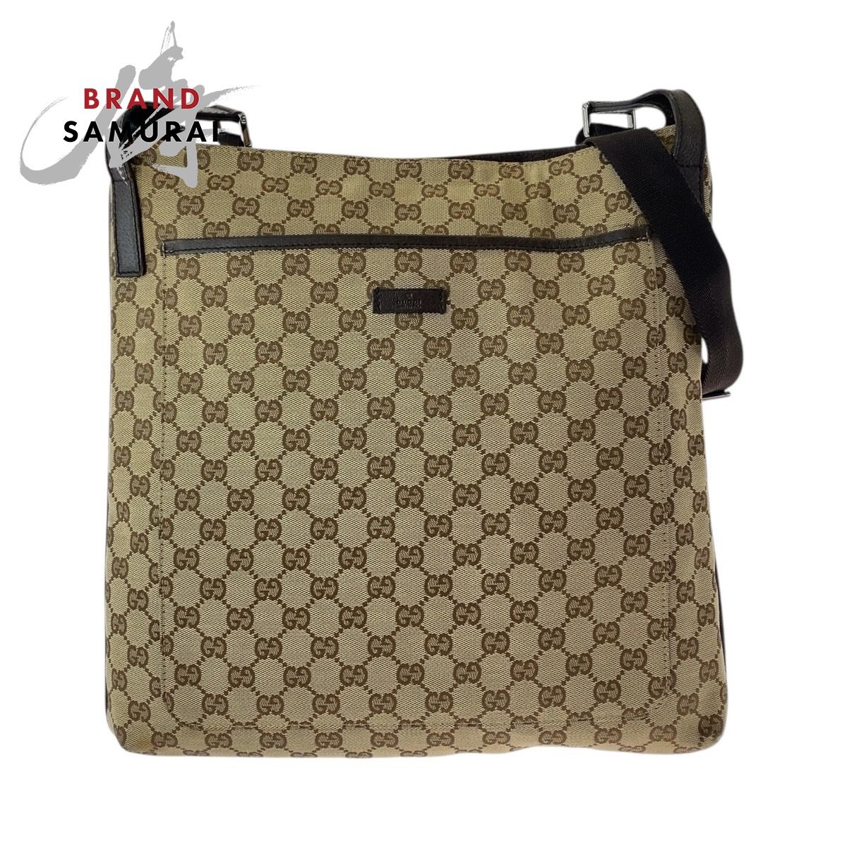 美品 GUCCI グッチ ベージュ ブラウン GGキャンバス/レザー 122791 