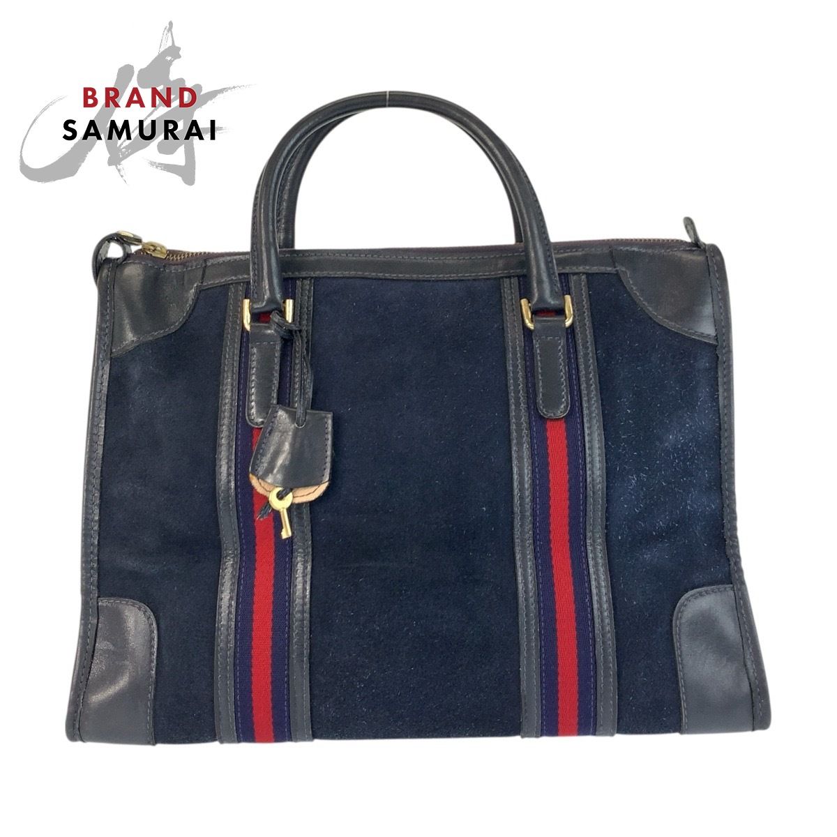 GUCCI グッチ シェリーライン ネイビー ゴールド金具 スウェード 