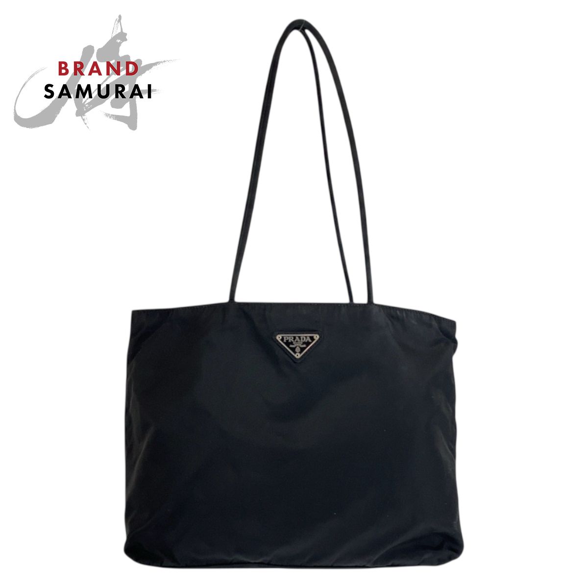 PRADA プラダ テスート 三角ロゴプレート ブラック 黒 シルバー金具 