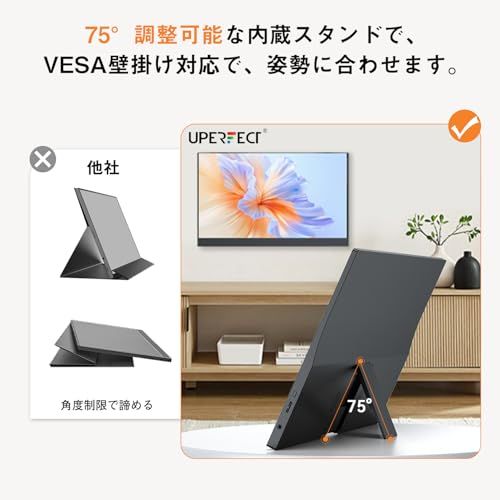 モバイルモニター 15.6インチ UPERFECT モバイルディスプレイ 自立型