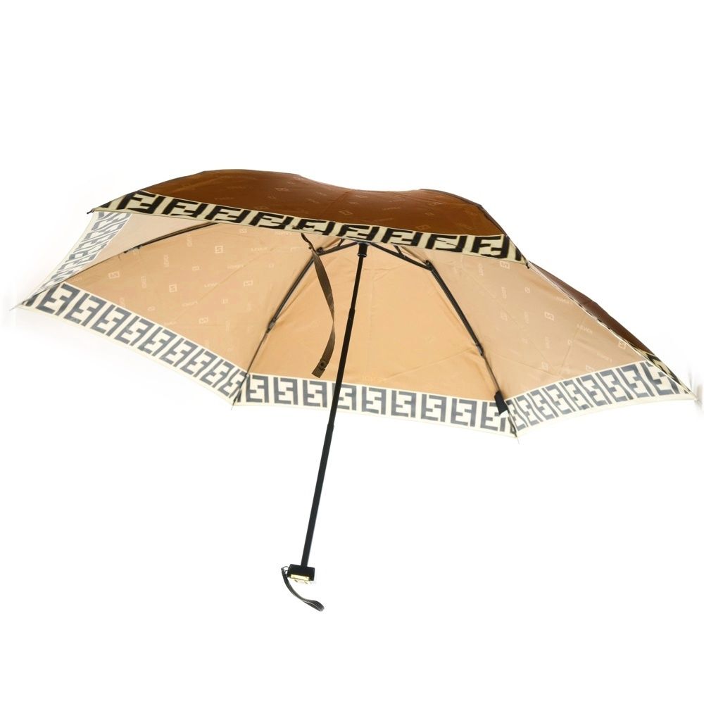 FENDI (フェンディ) FFロゴ アンブレラ 折りたたみ傘 ブラウン