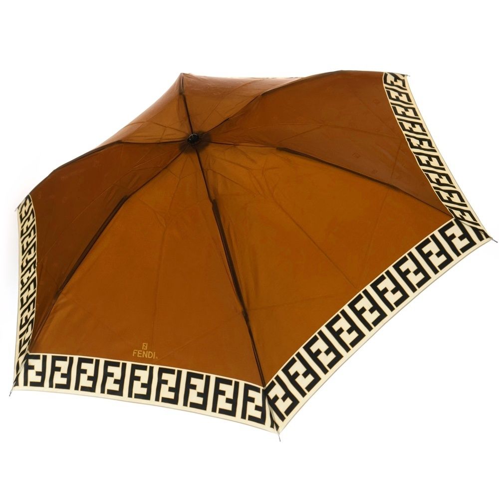 FENDI (フェンディ) FFロゴ アンブレラ 折りたたみ傘 ブラウン