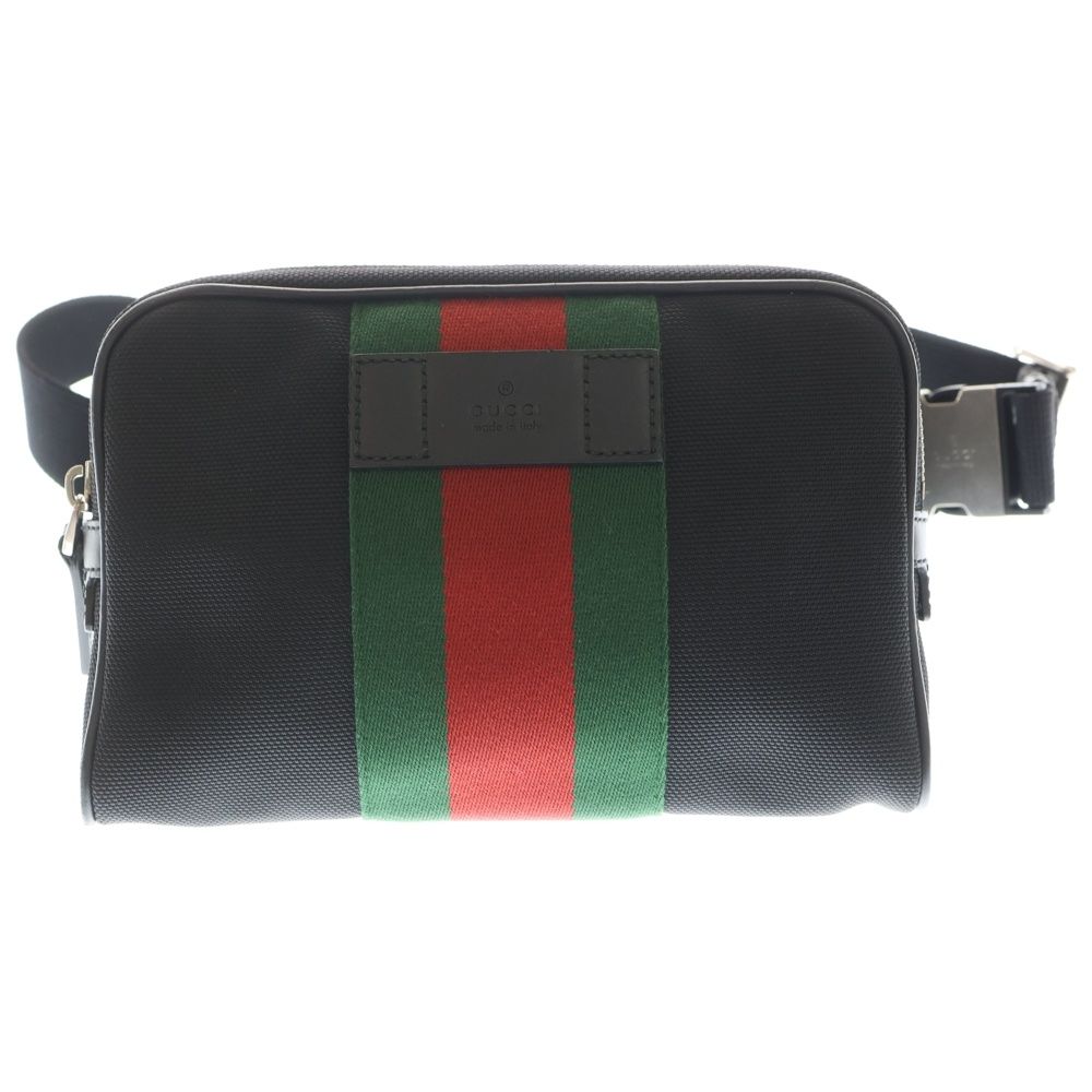 GUCCI (グッチ) シェリーライン キャンバス ウエストバッグ ボディバッグ ブラック 630919
