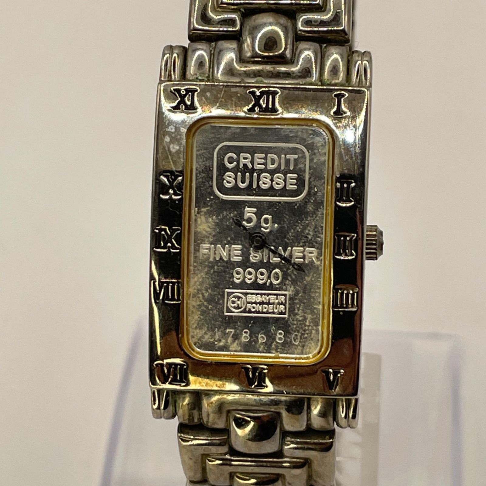 電池交換済】クレディスイス 5g 純銀インゴット 腕周り約20cm（余裕 