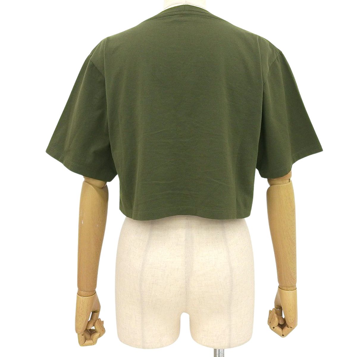 CELINE(セリーヌ) クロップドTシャツ XS コットン カーキ 2X761671Q 