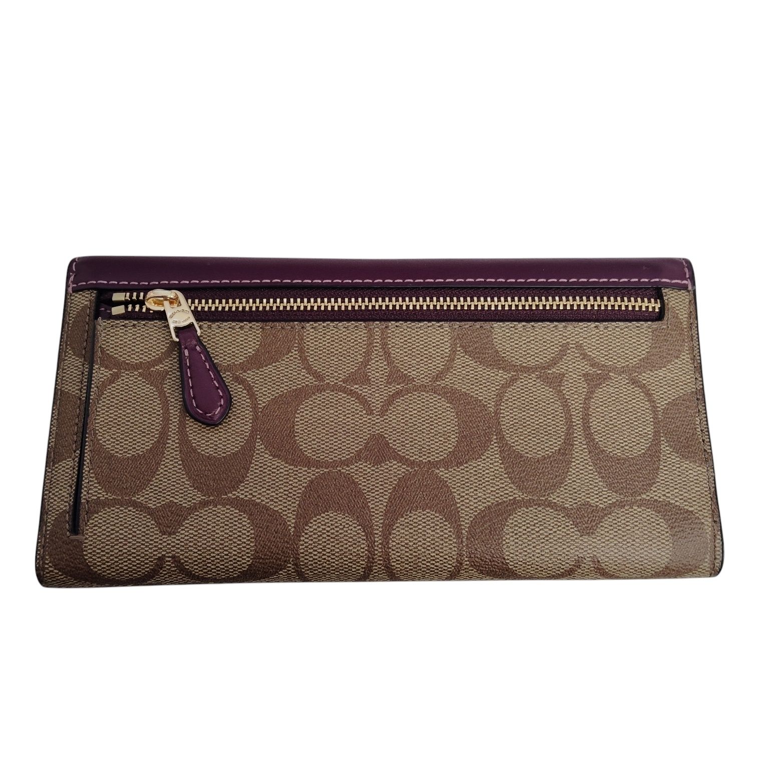 COACH コーチ C5966 シグネチャー レザー×PVC 三つ折り 長財布 レディース 【中古品】 M803RK COACH コーチ C5966 シグネチャー レザー×PVC 三つ折り 長財布