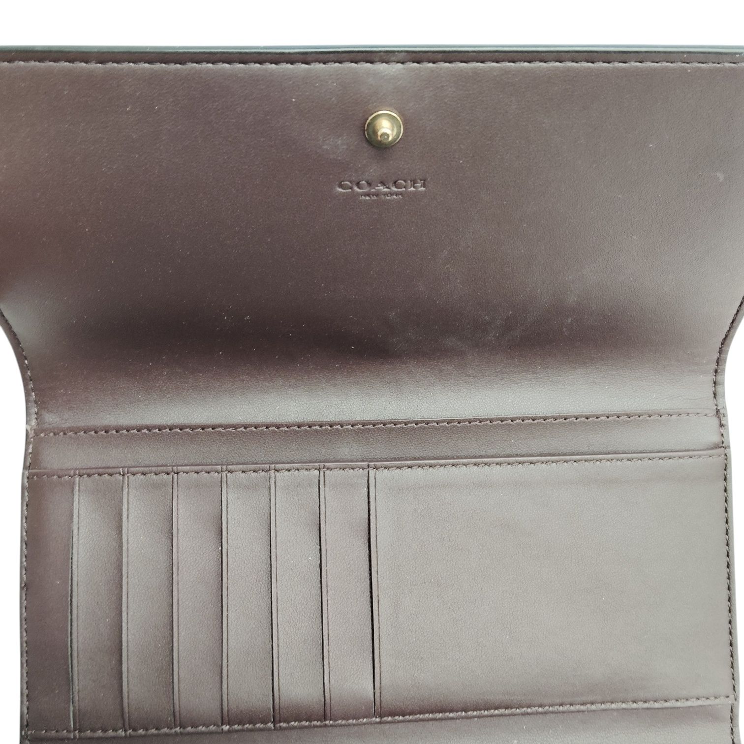 COACH コーチ C5966 シグネチャー レザー×PVC 三つ折り 長財布