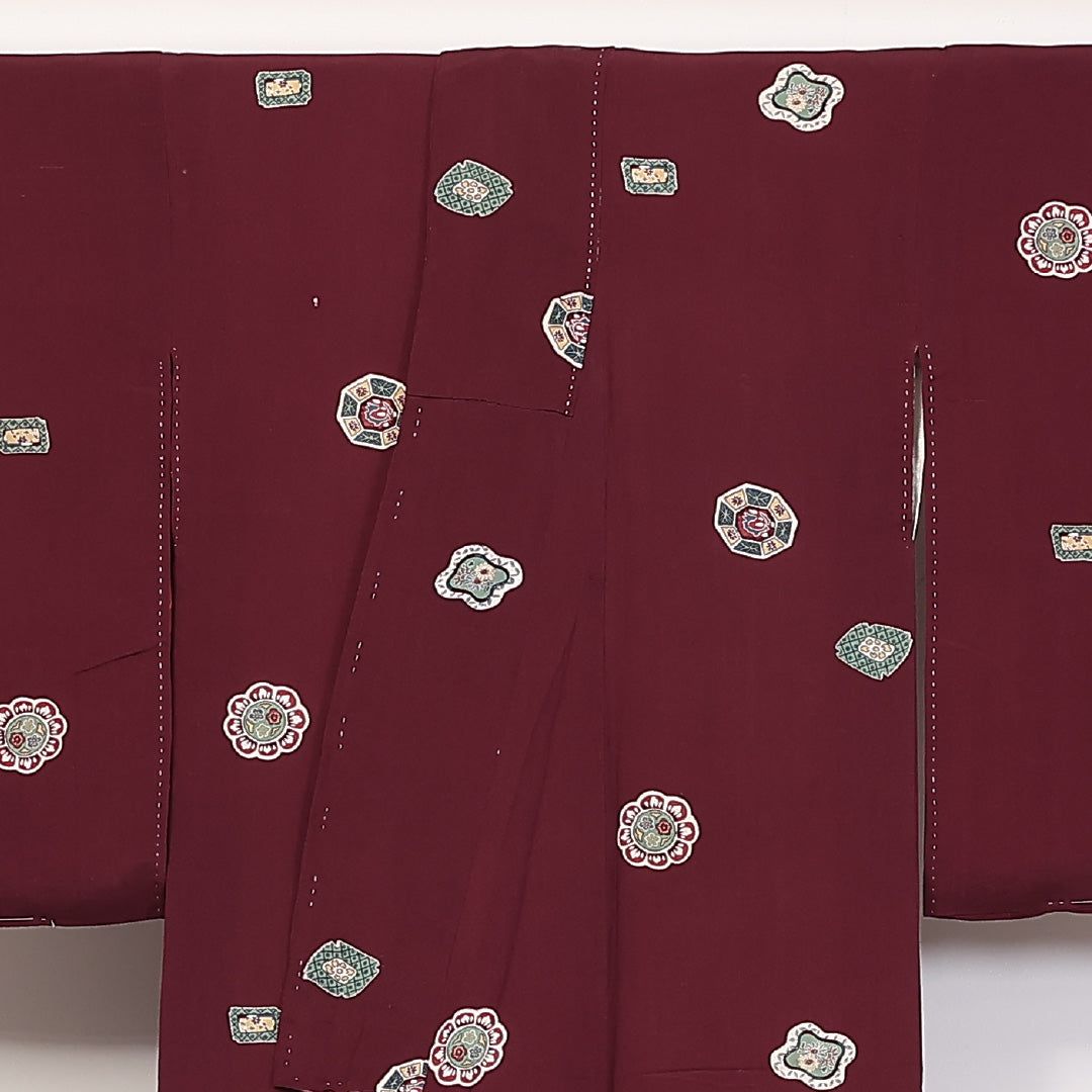 アンティーク 小紋 袷 身丈146cm 裄丈62cm 正絹 Cランク XSサイズ バチ